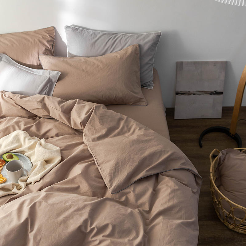 Solid Color100%100% Cotton Spring and Autumn Four-Piece Bedding Set