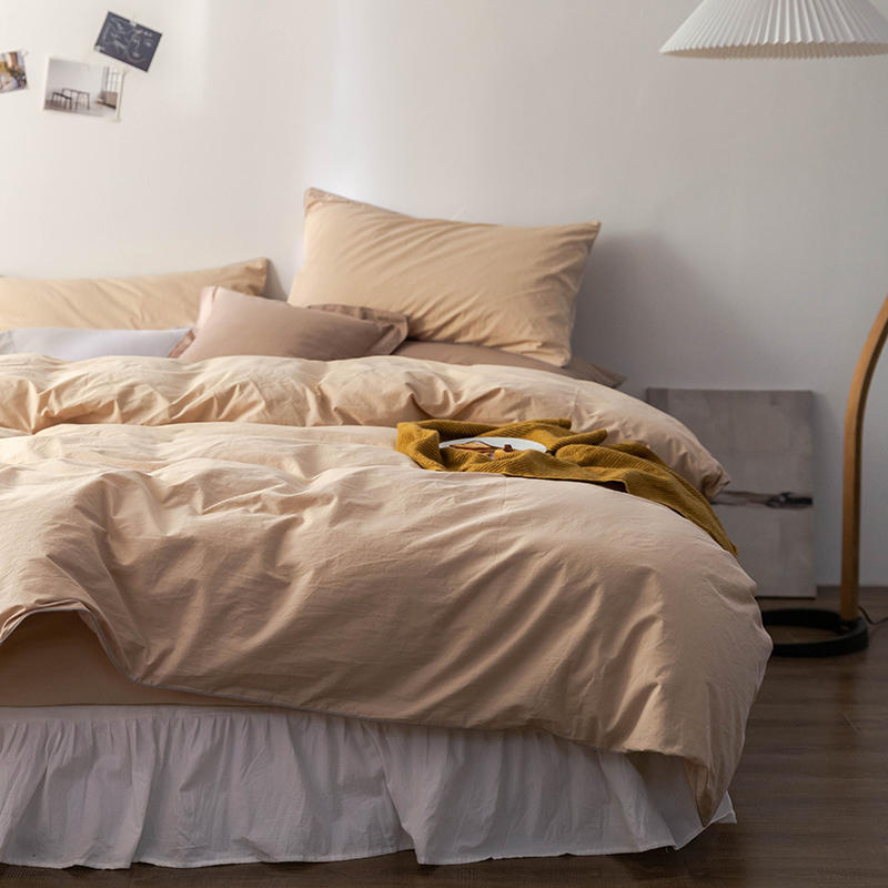 Solid Color100%100% Cotton Spring and Autumn Four-Piece Bedding Set