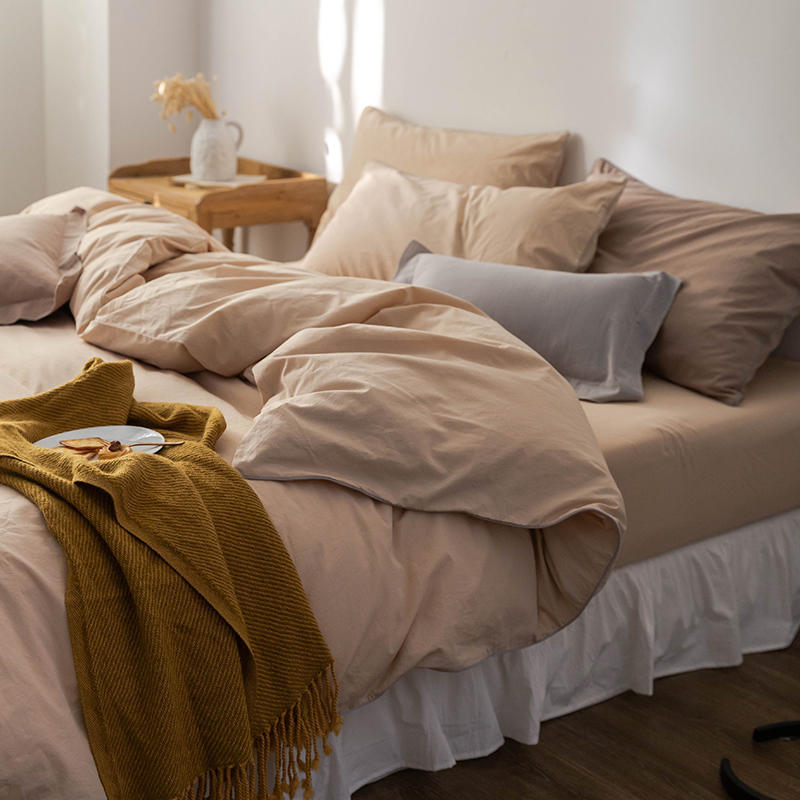 Solid Color100%100% Cotton Spring and Autumn Four-Piece Bedding Set