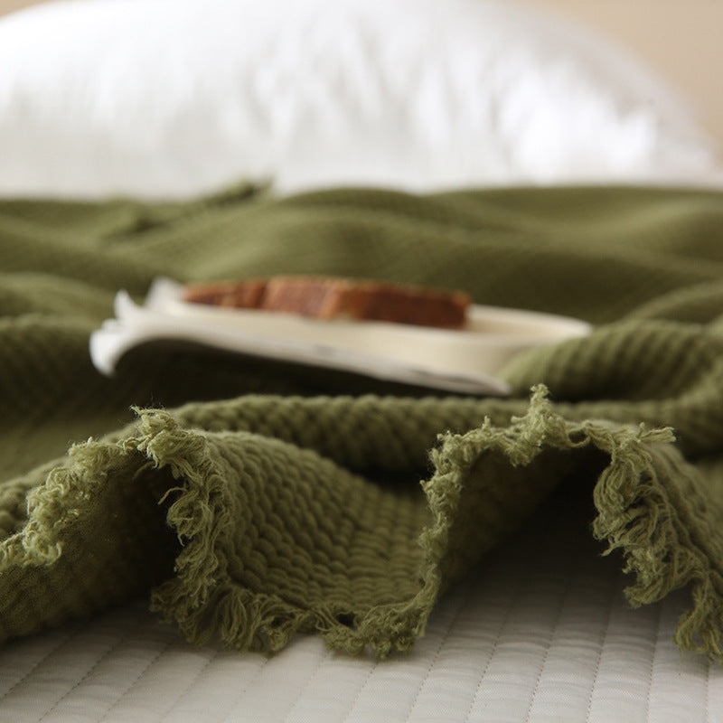 Minimalist Four-Layer Gauze Tassel Blanket Office Summer Thin Cover Blanket Air Conditioning Quilt