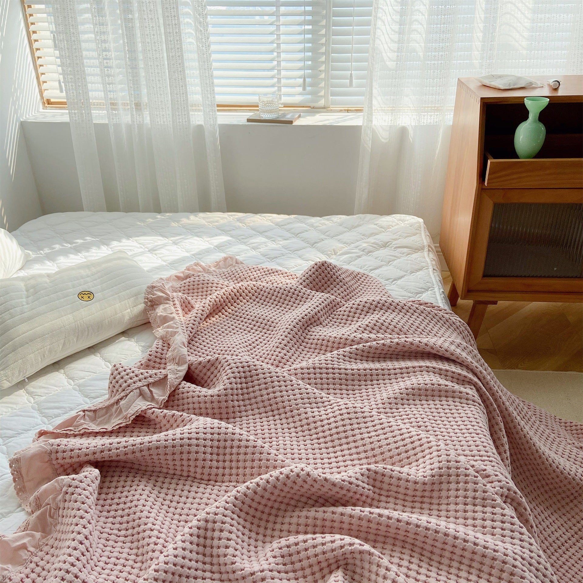 Pure Cotton Waffle Soft Towel Blanket Summer Quilt