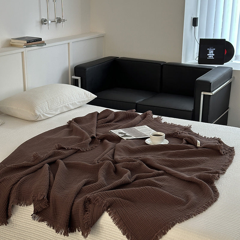 Minimalist Four-Layer Gauze Tassel Blanket Office Summer Thin Cover Blanket Air Conditioning Quilt