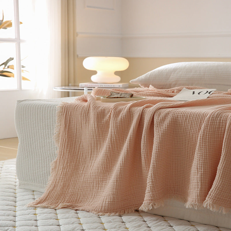 Minimalist Four-Layer Gauze Tassel Blanket Office Summer Thin Cover Blanket Air Conditioning Quilt
