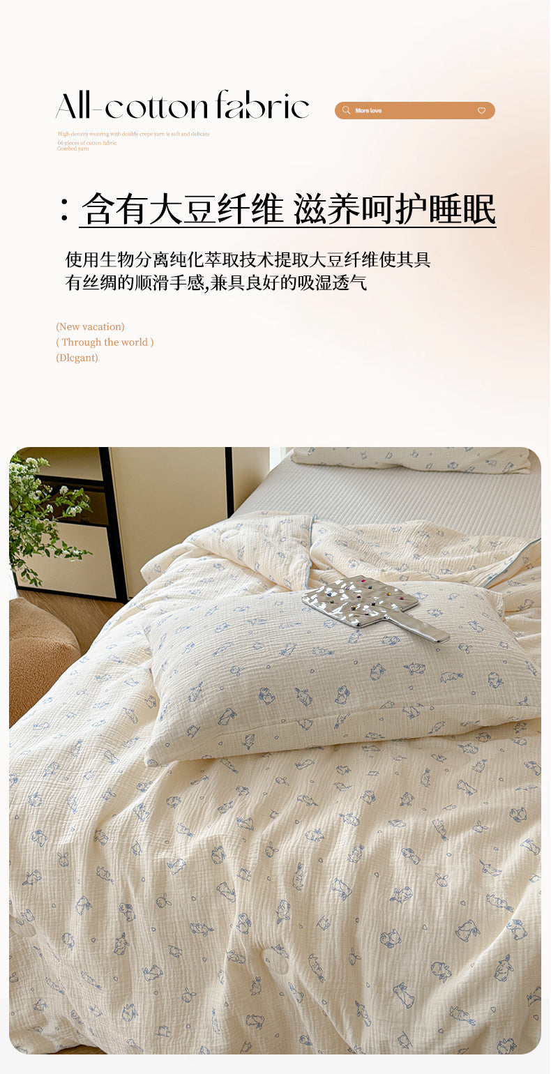 Double Layer Crinkle Cotton Summer Quilt Soft Air Conditioning Quilt for Summer