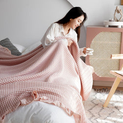 Pure Cotton Waffle Soft Towel Blanket Summer Quilt
