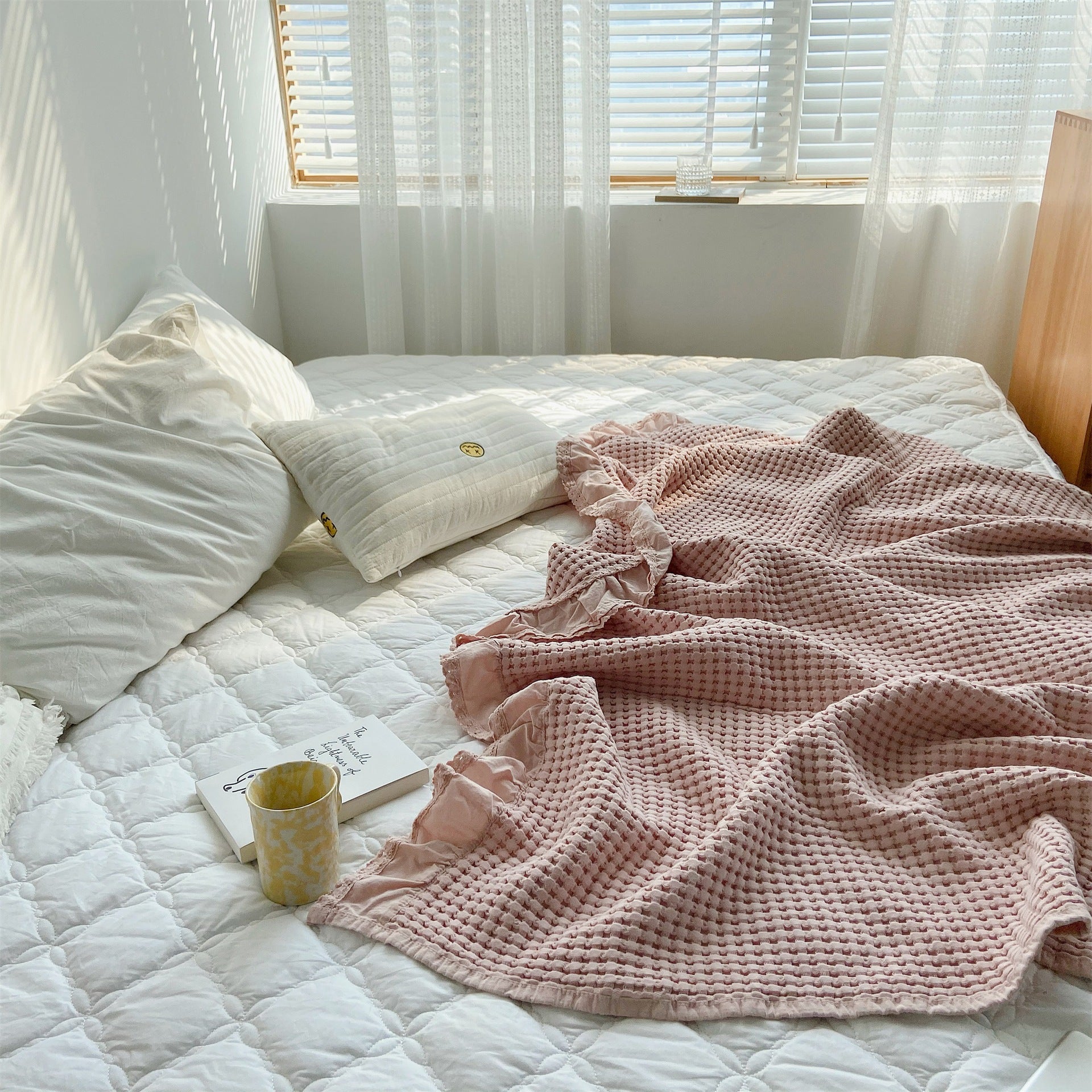 Pure Cotton Waffle Soft Towel Blanket Summer Quilt