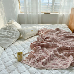 Pure Cotton Waffle Soft Towel Blanket Summer Quilt
