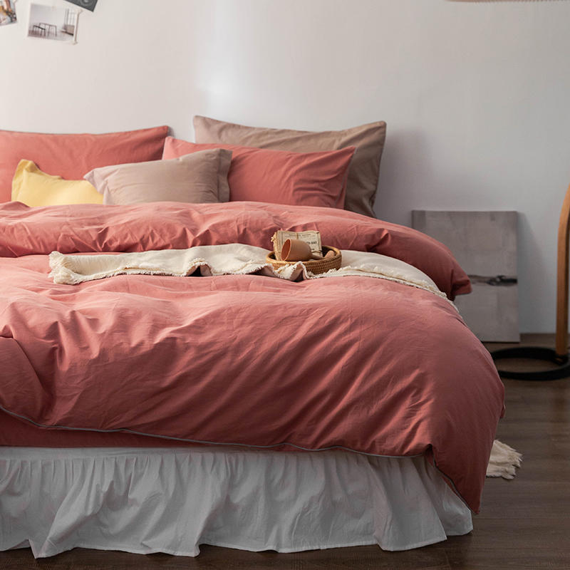 Solid Color100%100% Cotton Spring and Autumn Four-Piece Bedding Set