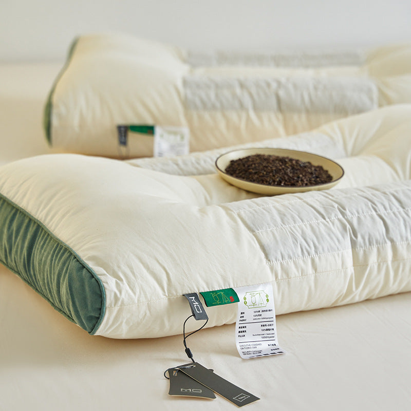 Cotton Ketsumeishi Pillow Buckwheat Hull Cervical Pillow Improve Sleeping Herbal Low Loft Pillow Insert