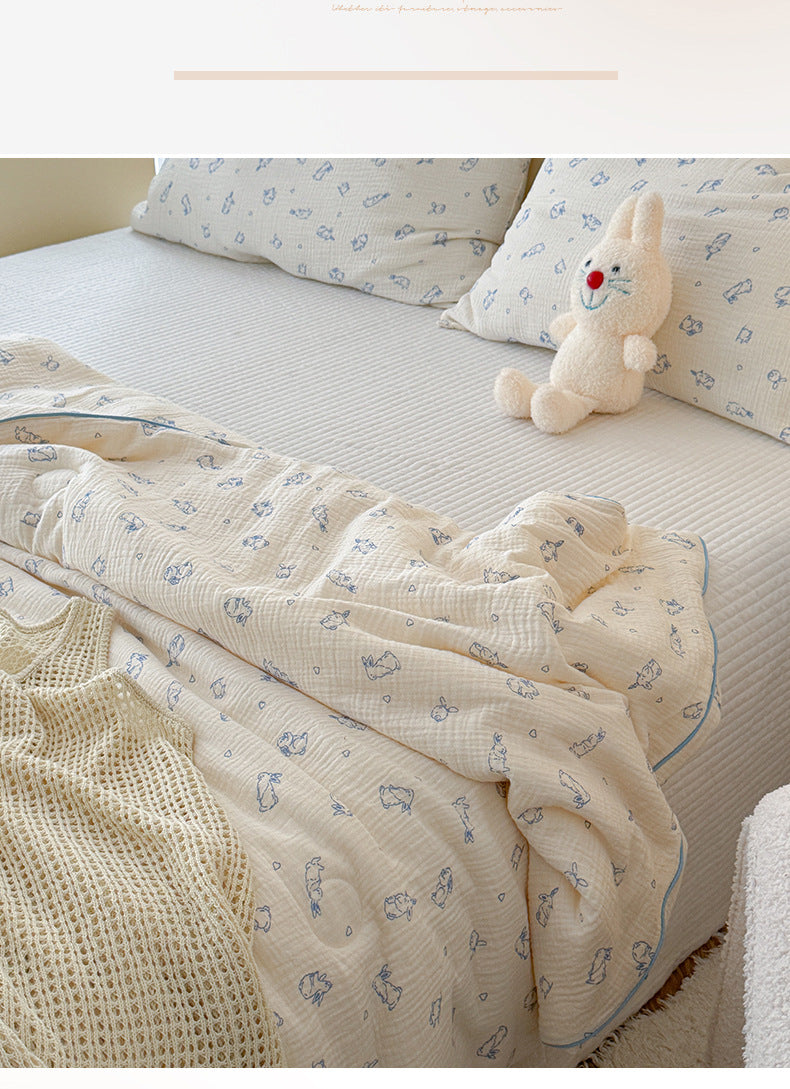 Double Layer Crinkle Cotton Summer Quilt Soft Air Conditioning Quilt for Summer