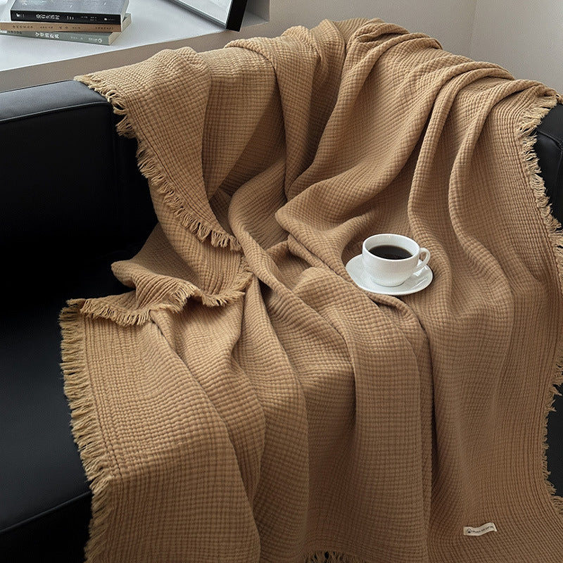 Minimalist Four-Layer Gauze Tassel Blanket Office Summer Thin Cover Blanket Air Conditioning Quilt