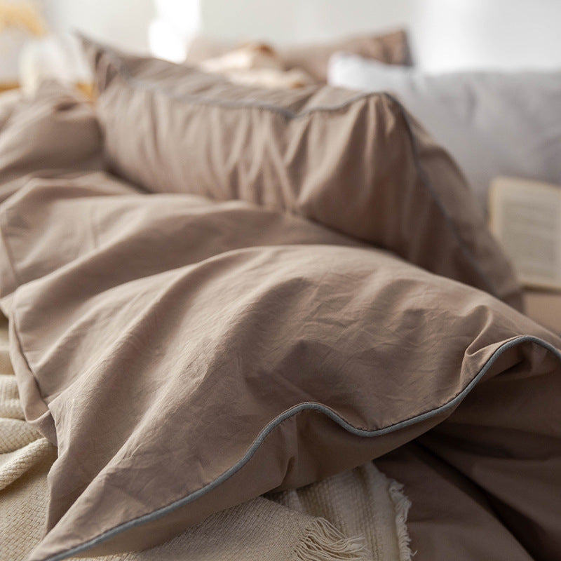 Solid Color100%100% Cotton Spring and Autumn Four-Piece Bedding Set