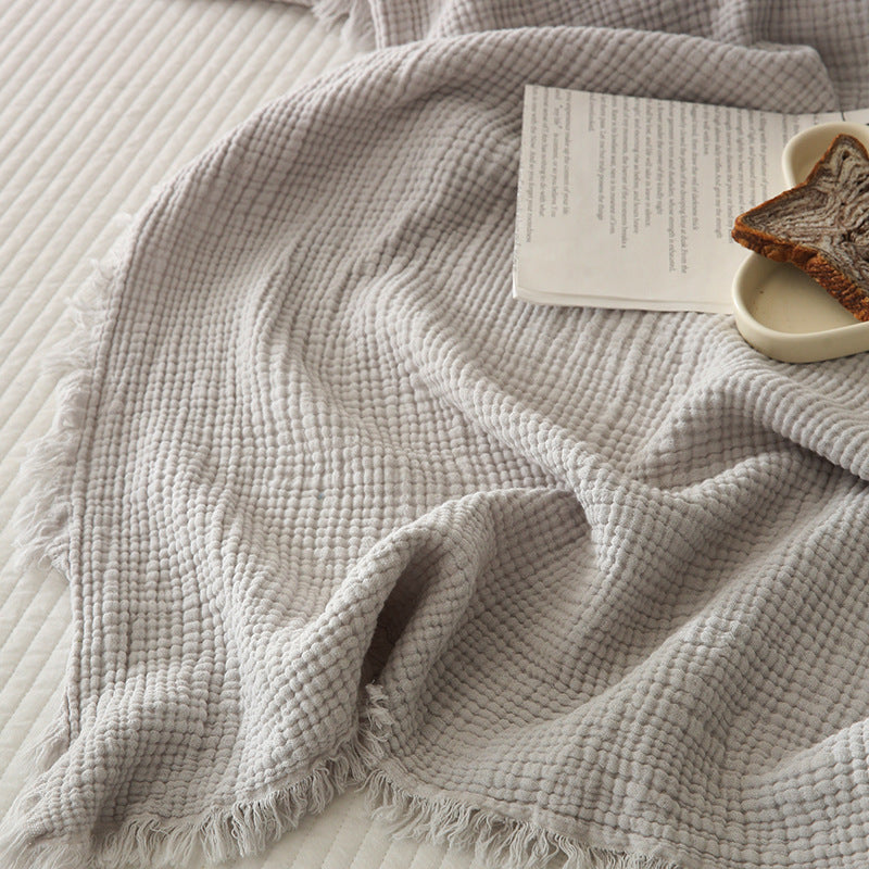 Minimalist Four-Layer Gauze Tassel Blanket Office Summer Thin Cover Blanket Air Conditioning Quilt