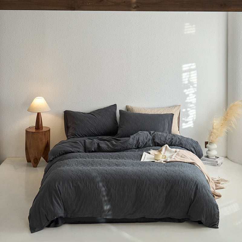 Maternity and Baby Grade Ultra Soft Double Layer Gauze Pure Cotton Solid Color Series Four-Piece Bed Set