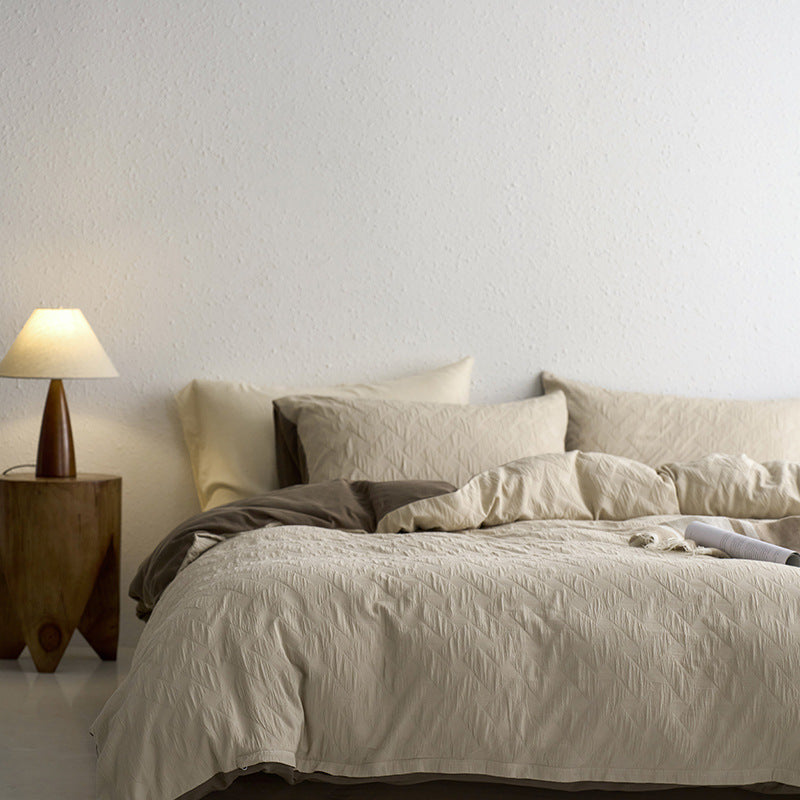 Maternity and Baby Grade Ultra Soft Double Layer Gauze Pure Cotton Solid Color Series Four-Piece Bed Set