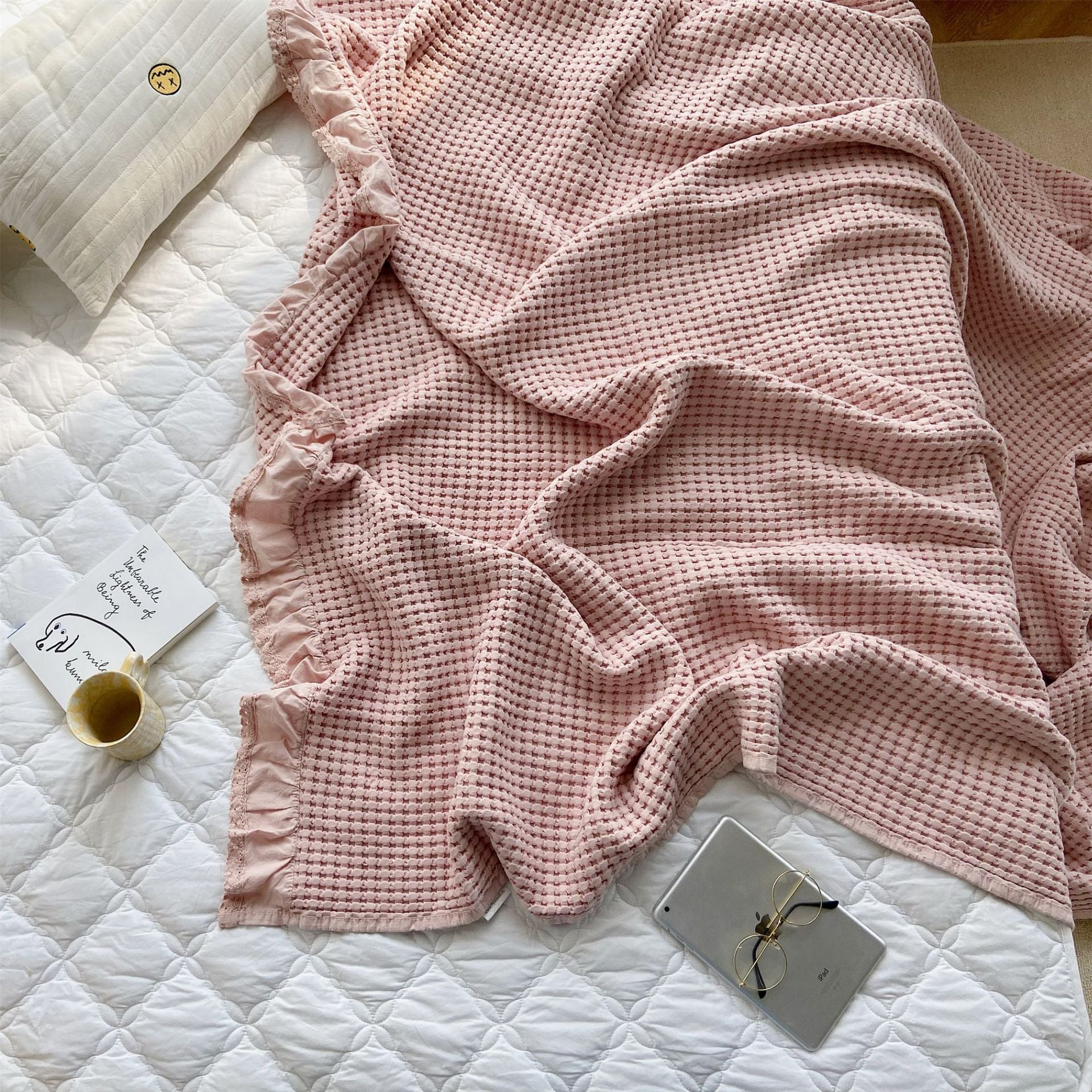 Pure Cotton Waffle Soft Towel Blanket Summer Quilt