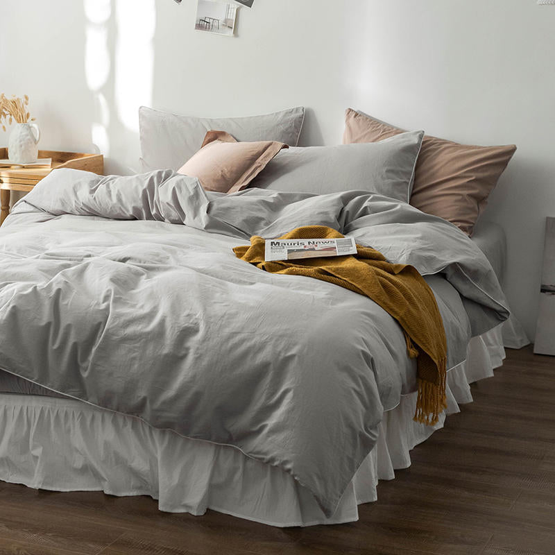 Solid Color100%100% Cotton Spring and Autumn Four-Piece Bedding Set