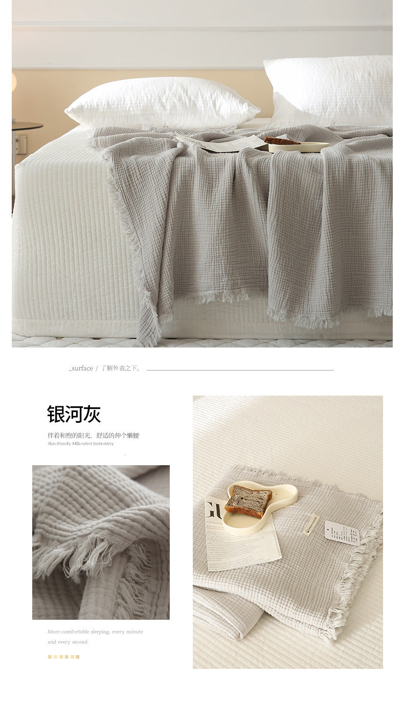 Minimalist Four-Layer Gauze Tassel Blanket Office Summer Thin Cover Blanket Air Conditioning Quilt
