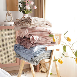 Pure Cotton Waffle Soft Towel Blanket Summer Quilt
