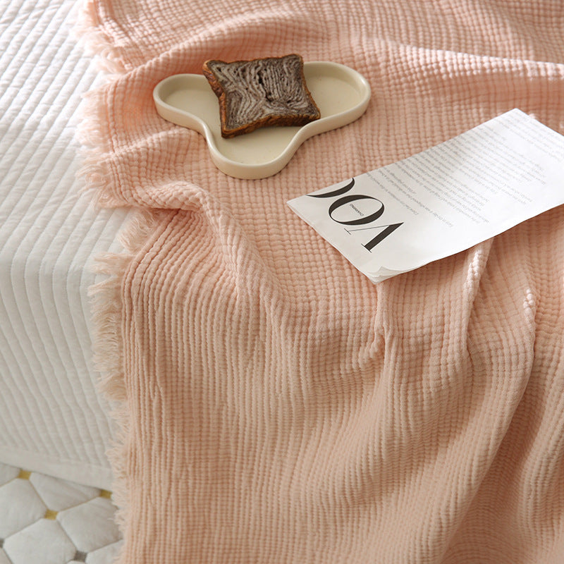 Minimalist Four-Layer Gauze Tassel Blanket Office Summer Thin Cover Blanket Air Conditioning Quilt