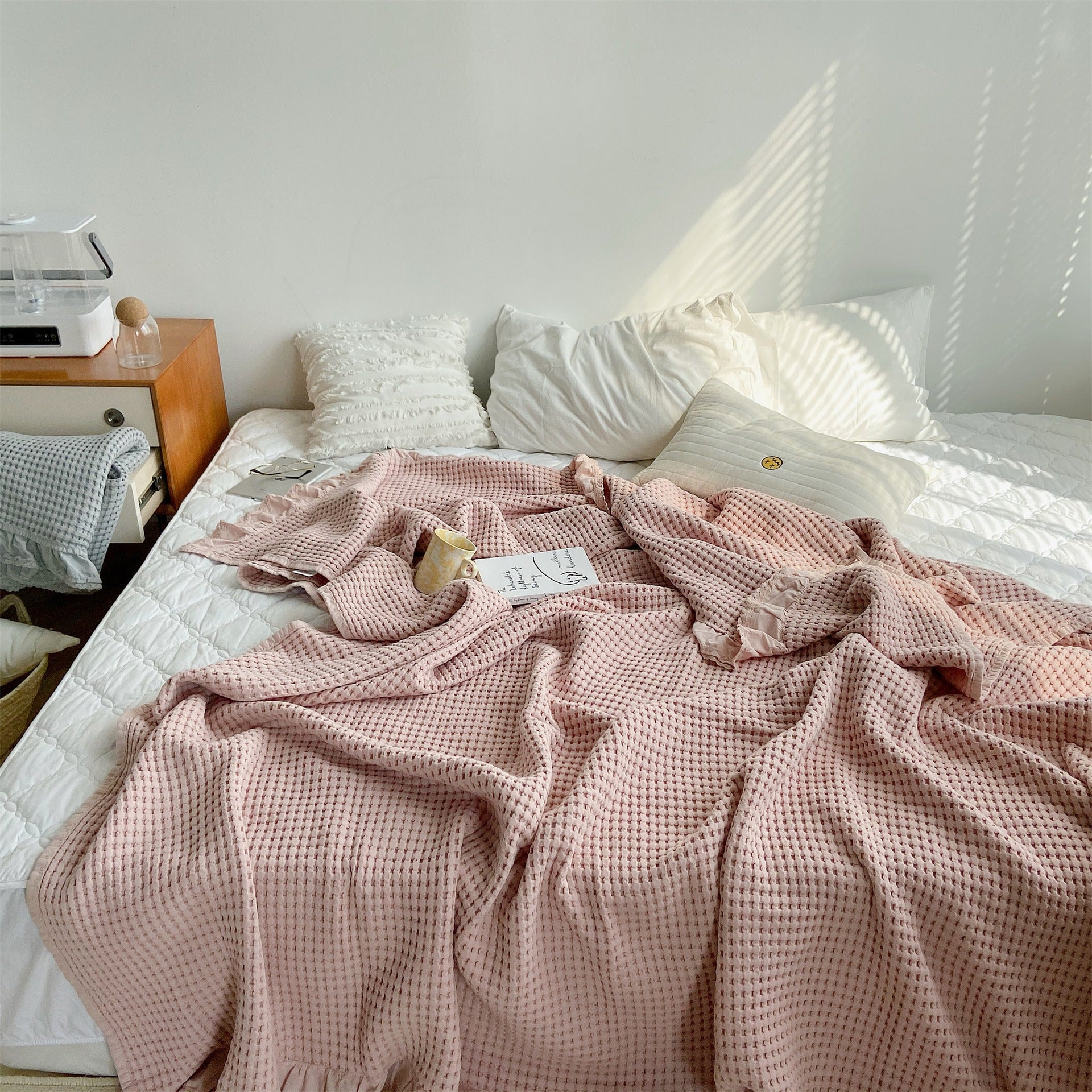 Pure Cotton Waffle Soft Towel Blanket Summer Quilt
