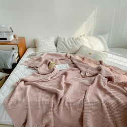 Pure Cotton Waffle Soft Towel Blanket Summer Quilt