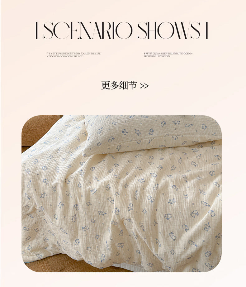 Double Layer Crinkle Cotton Summer Quilt Soft Air Conditioning Quilt for Summer