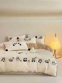 Autumn Winter Cartoon Style 100S Long Staple Cotton Brushed Four-Piece Set Skin-Friendly Warm Children's Bedding