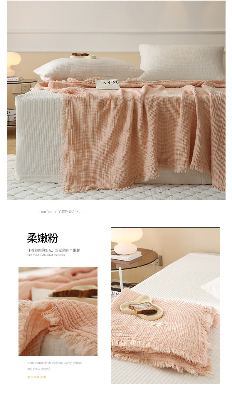 Minimalist Four-Layer Gauze Tassel Blanket Office Summer Thin Cover Blanket Air Conditioning Quilt