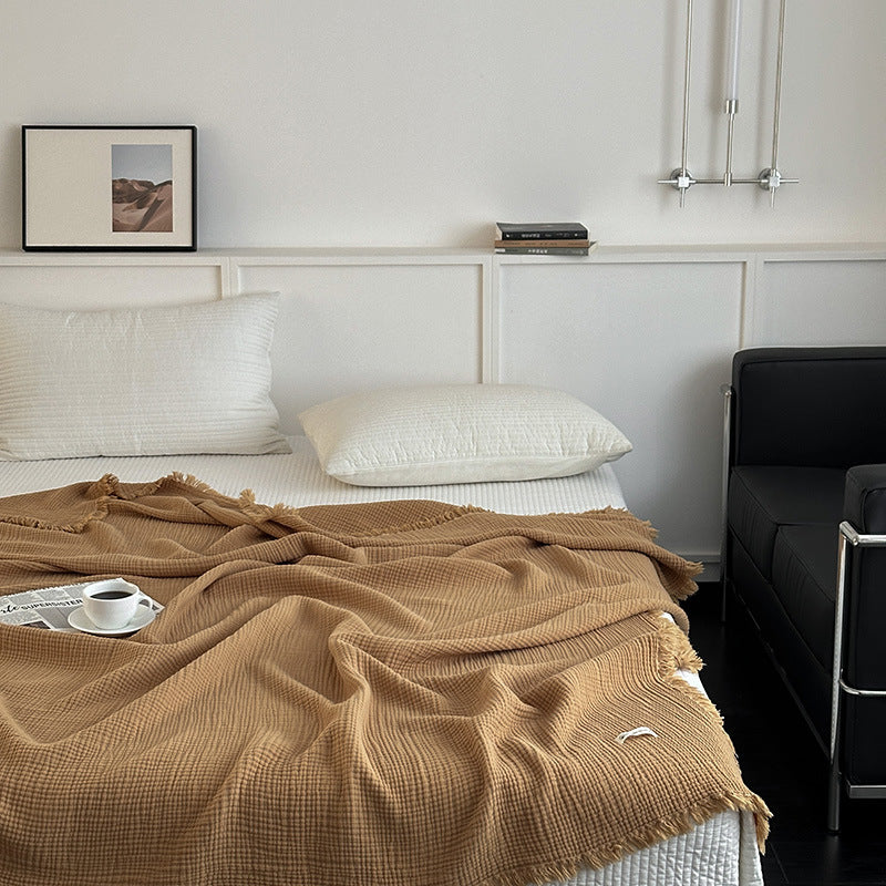 Minimalist Four-Layer Gauze Tassel Blanket Office Summer Thin Cover Blanket Air Conditioning Quilt