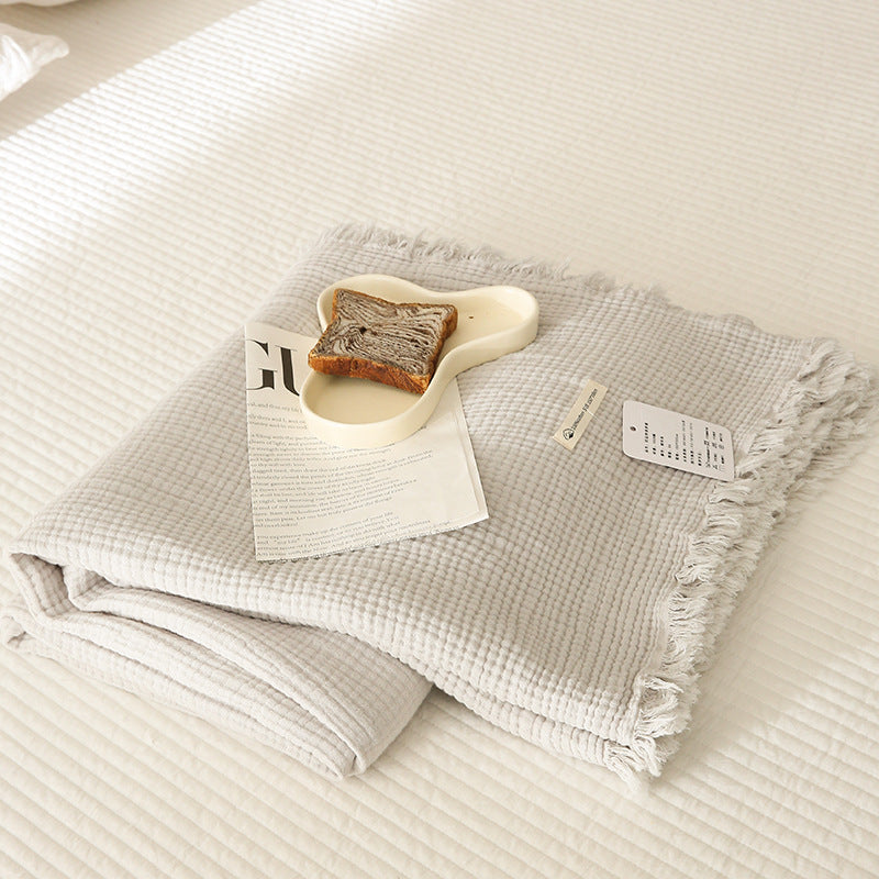 Minimalist Four-Layer Gauze Tassel Blanket Office Summer Thin Cover Blanket Air Conditioning Quilt