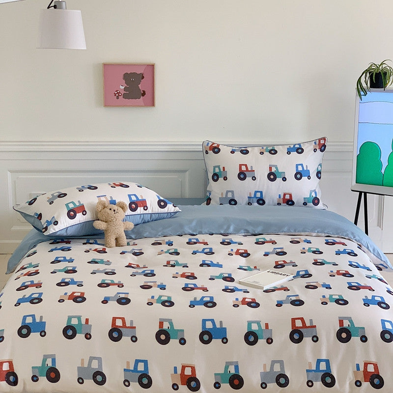 Cartoon 60 PCs Tencel Four-Piece Set Super Silky Ice Silk Cool Feeling for Children