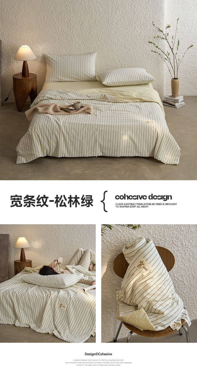 Pure Cotton Summer Quilt Washed Full Cotton Striped Soybean Air Conditioning Quilt