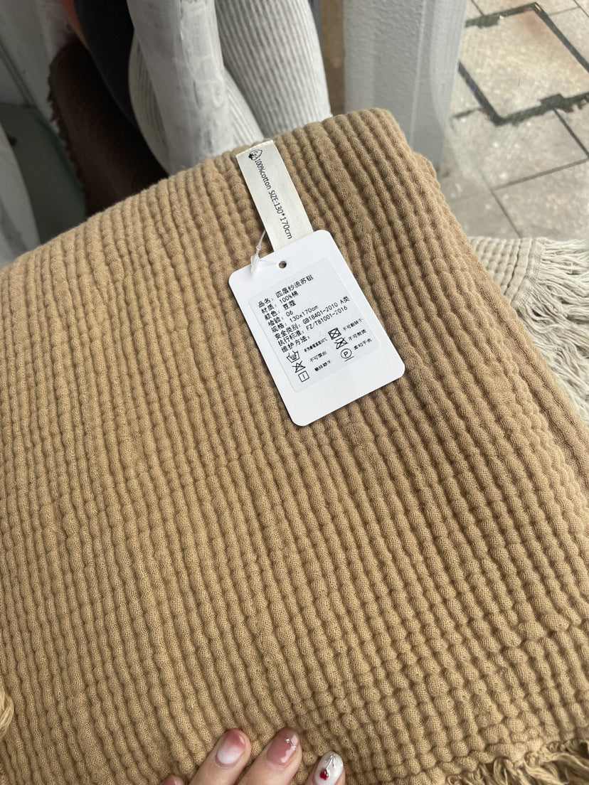 Minimalist Four-Layer Gauze Tassel Blanket Office Summer Thin Cover Blanket Air Conditioning Quilt