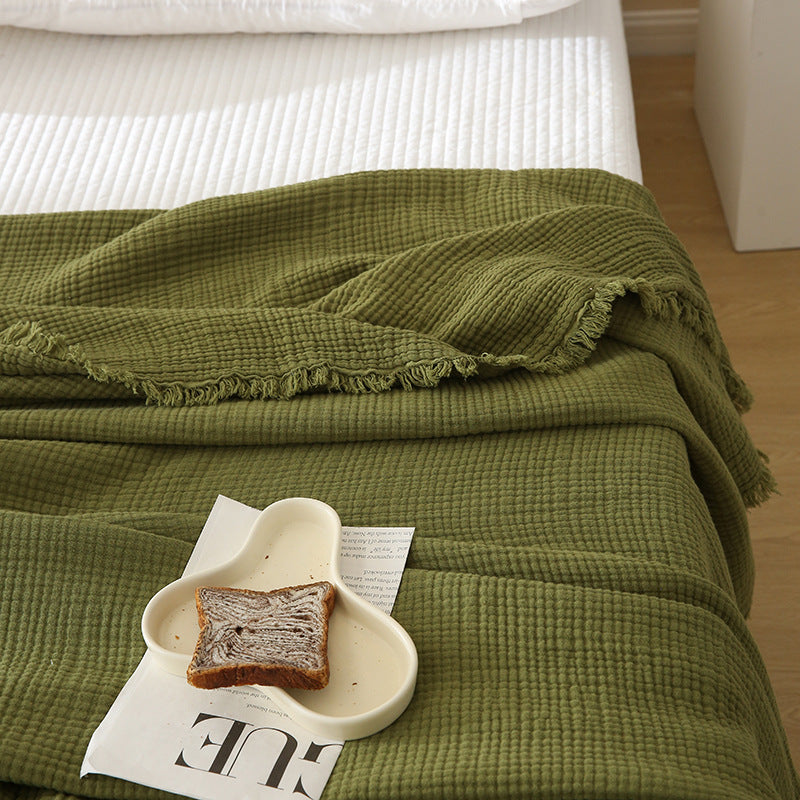 Minimalist Four-Layer Gauze Tassel Blanket Office Summer Thin Cover Blanket Air Conditioning Quilt