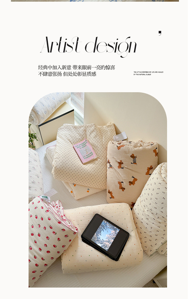 Double Layer Crinkle Cotton Summer Quilt Soft Air Conditioning Quilt for Summer