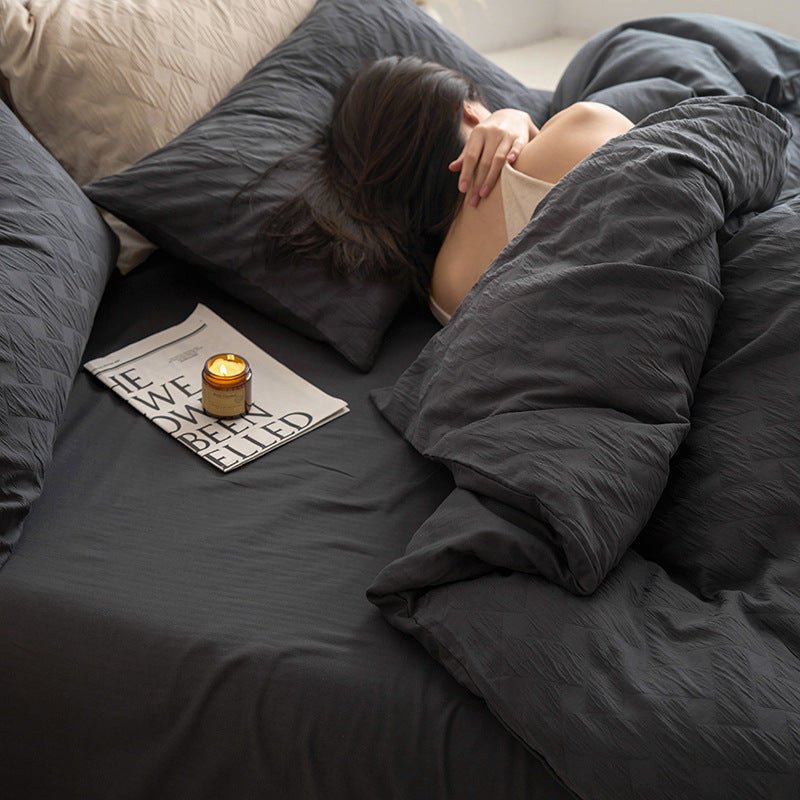 Maternity and Baby Grade Ultra Soft Double Layer Gauze Pure Cotton Solid Color Series Four-Piece Bed Set