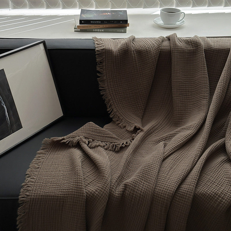 Minimalist Four-Layer Gauze Tassel Blanket Office Summer Thin Cover Blanket Air Conditioning Quilt