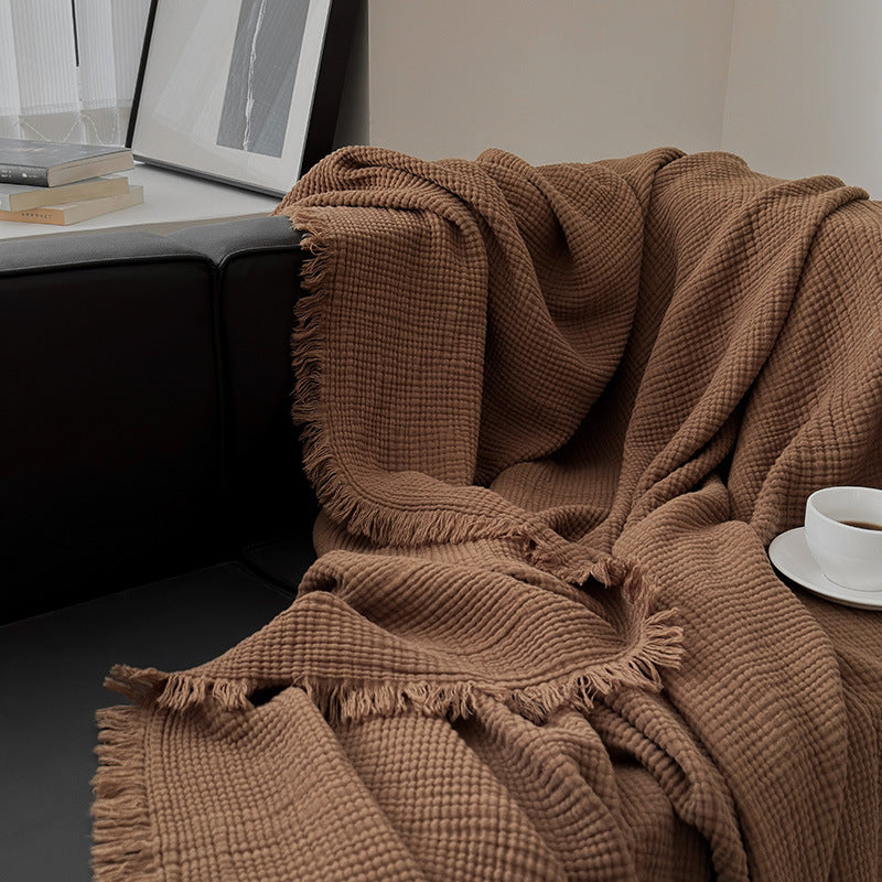 Minimalist Four-Layer Gauze Tassel Blanket Office Summer Thin Cover Blanket Air Conditioning Quilt