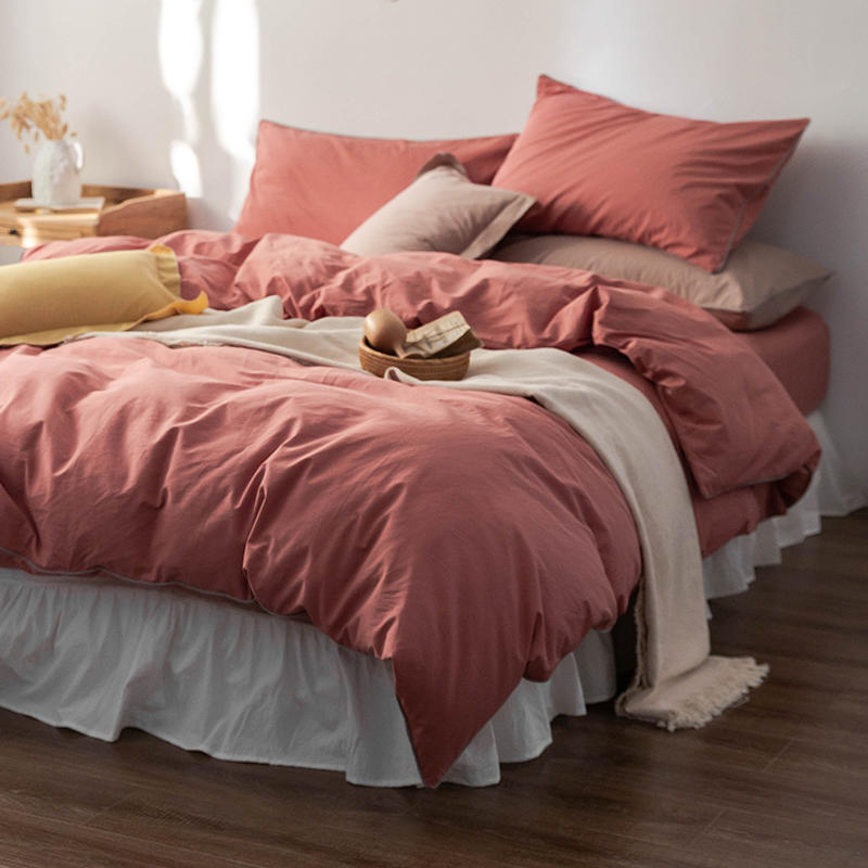 Solid Color100%100% Cotton Spring and Autumn Four-Piece Bedding Set