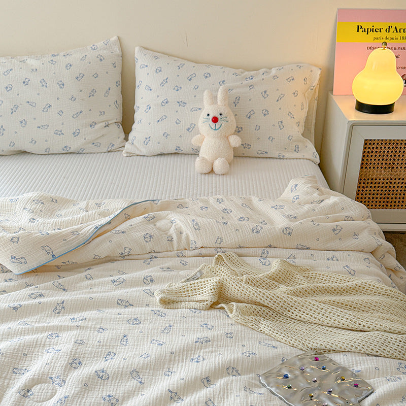 Double Layer Crinkle Cotton Summer Quilt Soft Air Conditioning Quilt for Summer