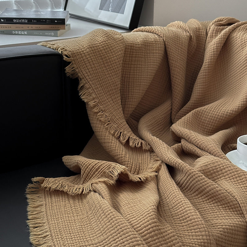 Minimalist Four-Layer Gauze Tassel Blanket Office Summer Thin Cover Blanket Air Conditioning Quilt