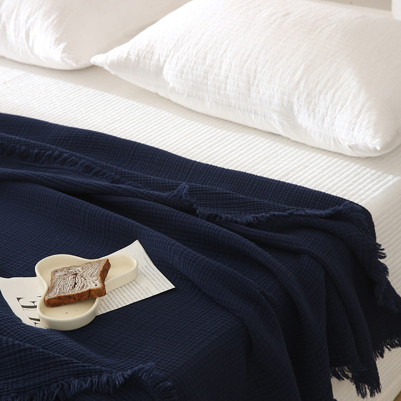 Minimalist Four-Layer Gauze Tassel Blanket Office Summer Thin Cover Blanket Air Conditioning Quilt