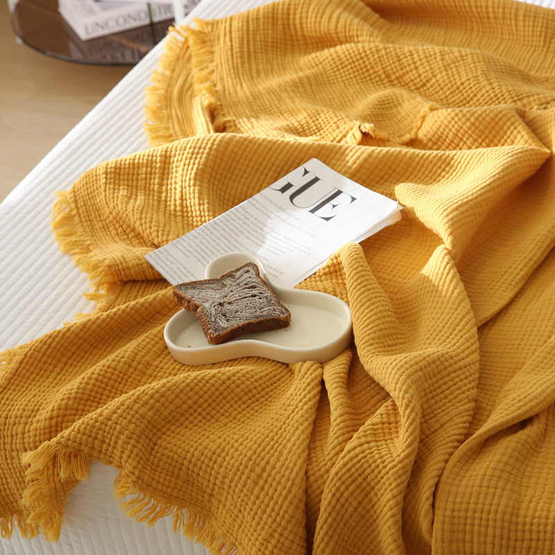 Minimalist Four-Layer Gauze Tassel Blanket Office Summer Thin Cover Blanket Air Conditioning Quilt
