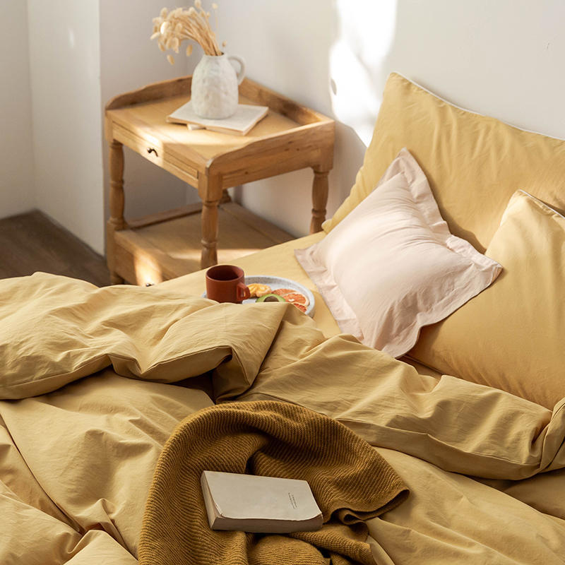 Solid Color100%100% Cotton Spring and Autumn Four-Piece Bedding Set