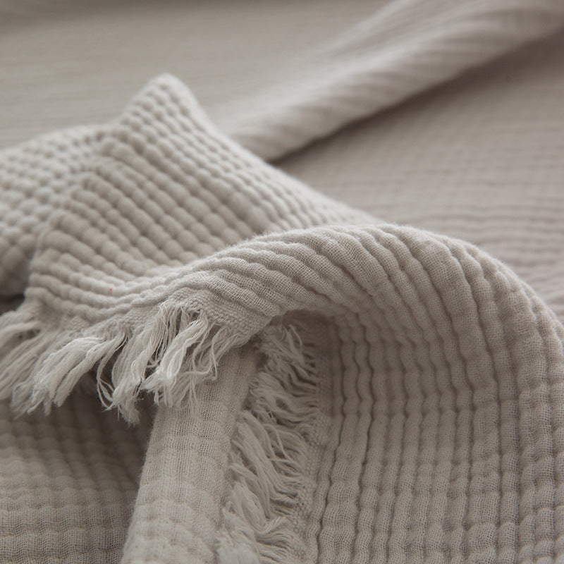 Minimalist Four-Layer Gauze Tassel Blanket Office Summer Thin Cover Blanket Air Conditioning Quilt