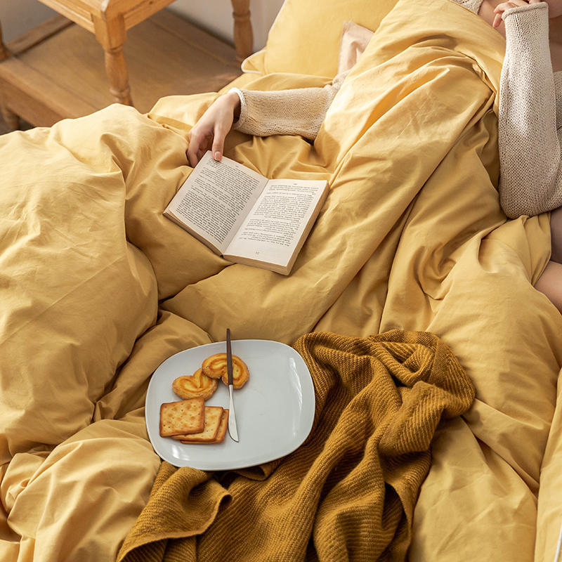 Solid Color100%100% Cotton Spring and Autumn Four-Piece Bedding Set