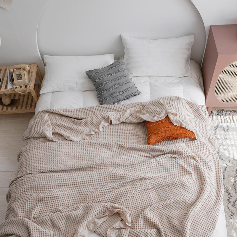 Pure Cotton Waffle Soft Towel Blanket Summer Quilt