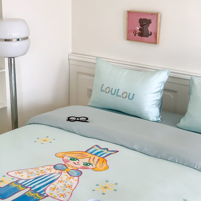 Cartoon 60 PCs Tencel Four-Piece Set Super Silky Ice Silk Cool Feeling for Children