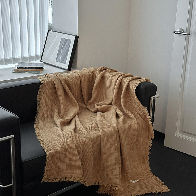 Minimalist Four-Layer Gauze Tassel Blanket Office Summer Thin Cover Blanket Air Conditioning Quilt